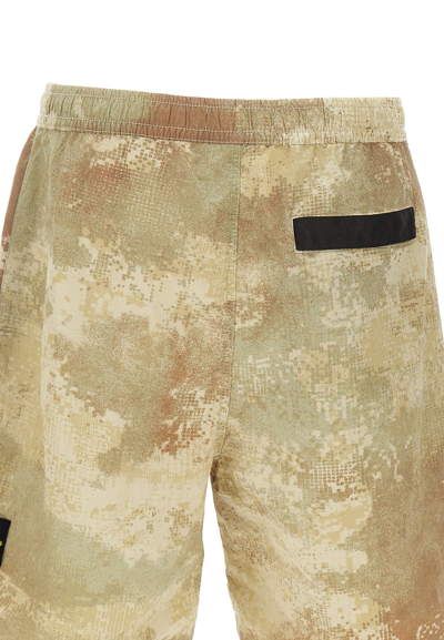 Shop Stone Island Iridescent Recycled Nylon Shorts In Natural