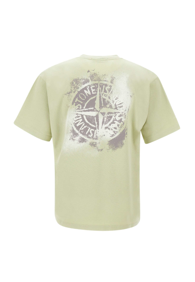 Shop Stone Island Cotton T-shirt In Green