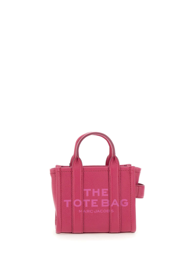 Shop Marc Jacobs The Leather Mini Tote Leather Bag In Fuchsia