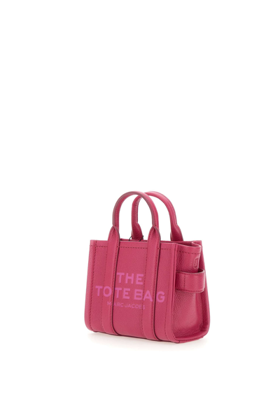 Shop Marc Jacobs The Leather Mini Tote Leather Bag In Fuchsia