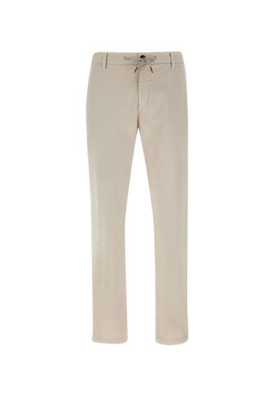 Shop Eleventy Stretch Cotton Trousers In Beige