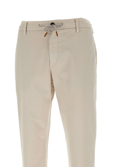 Shop Eleventy Stretch Cotton Trousers In Beige