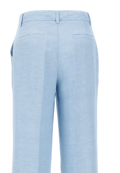 Shop P.a.r.o.s.h Raisa24 Linen And Viscose Trousers In Light Blue