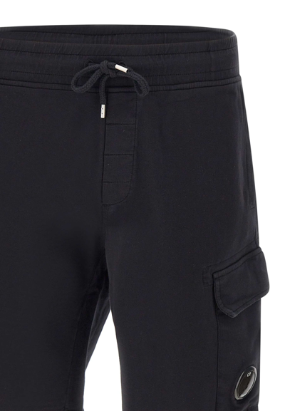 Shop C.p. Company Light Fleece Cotton Shorts In Black