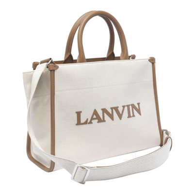Shop Lanvin In&out Canvas Tote Bag In Beige