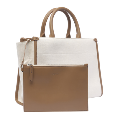 Shop Lanvin In&out Canvas Tote Bag In Beige