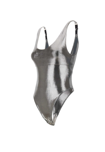 Shop Elisabetta Franchi Events Bodysuit In Grey