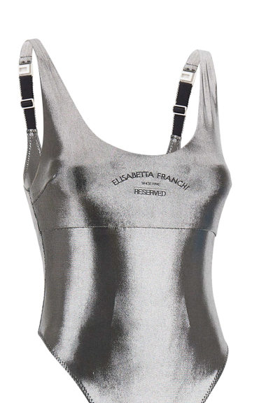 Shop Elisabetta Franchi Events Bodysuit In Grey