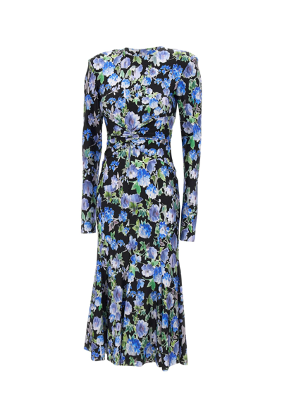 Shop Philosophy Di Lorenzo Serafini Flower Dress In Black/blue/green