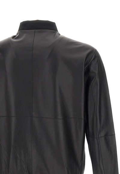 Shop Peuterey Fans Leather Acc Jacket In Black