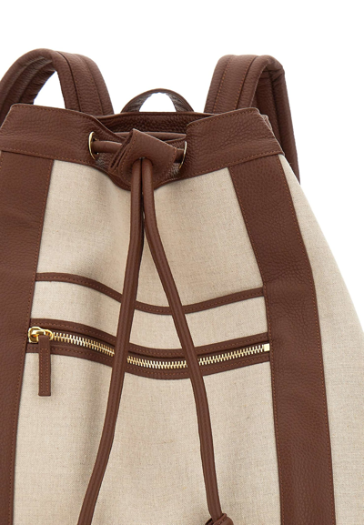 Shop Eleventy Backpack In Beige/brown