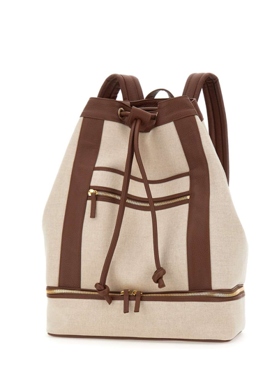 Shop Eleventy Backpack In Beige/brown