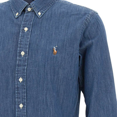 Shop Polo Ralph Lauren Core Replen Cotton Denim Shirt In Blue