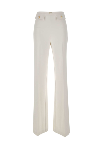 Shop Elisabetta Franchi Daily Double Stretch Crêpe Trousers In White