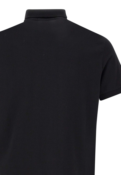 Shop Stone Island Cotton Piquet Polo Shirt In Black