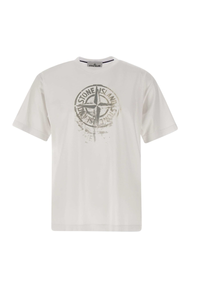 Shop Stone Island Organic Cotton T-shirt In White