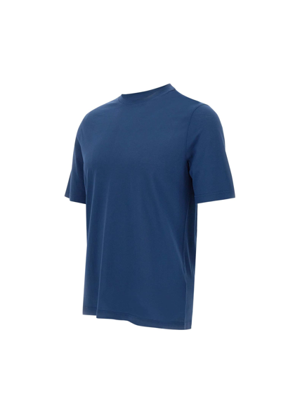 Shop Filippo De Laurentiis Crêpe Cotton T-shirt In Blue