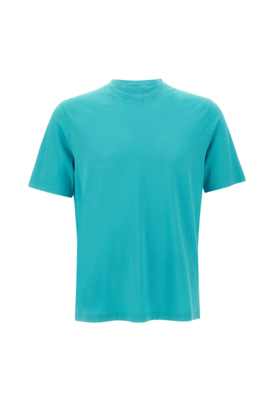 Shop Filippo De Laurentiis Cotton Crepe T-shirt In Light Blue