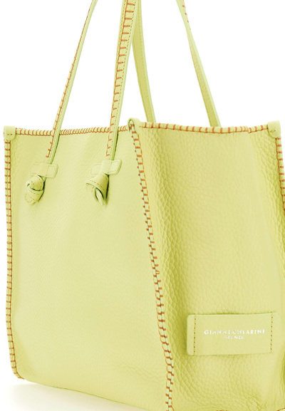 Shop Gianni Chiarini Marcella Leather Bag In Yellow