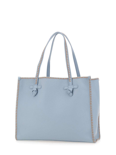 Shop Gianni Chiarini Marcella Leather Bag In Light Blue