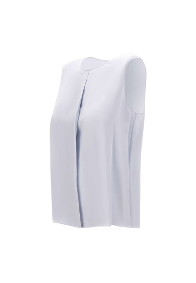 Shop Theory Flap Straight Silk Top In Light Blue