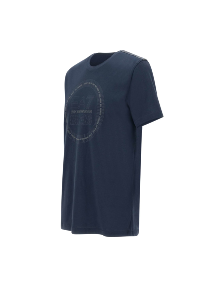 Shop Ea7 Organic Cotton T-shirt In Blue