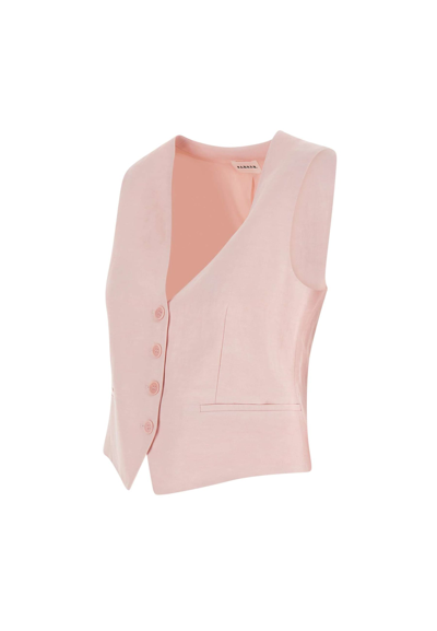 Shop P.a.r.o.s.h Raisa24 Viscose And Linen Vest In Pink