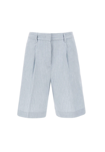 Shop Iceberg Linen And Cotton Shorts In Light Blue