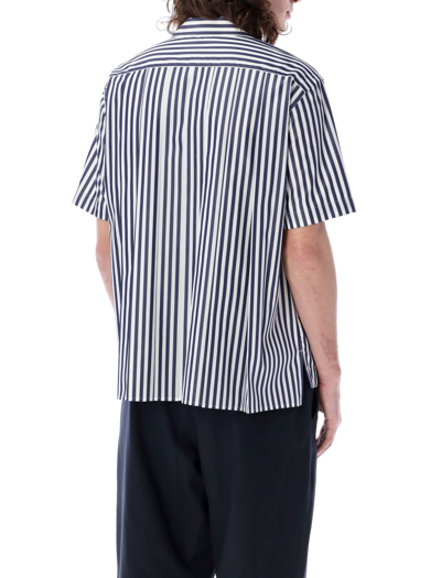 Shop Sacai Striped Shirt In Navy Stripe