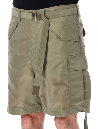 Shop Sacai Nylon Cargo Shorts In Lt Khaki