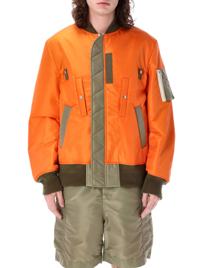 Shop Sacai Reversible Bomber Jacket In Orange