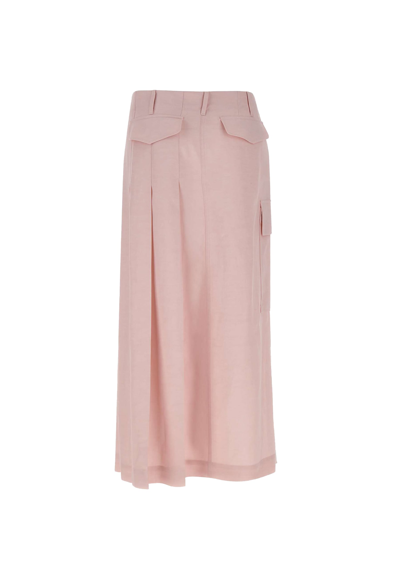 Shop P.a.r.o.s.h Raisa24 Linen And Viscose Skirt In Pink