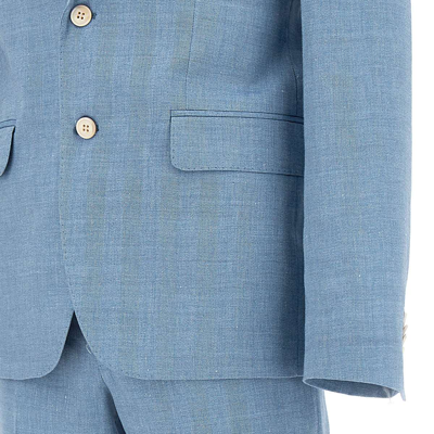 Shop Brian Dales Linen And Wool Two-piece Suit In Light Blue