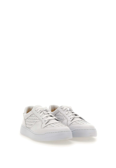 Shop Doucal's Manila Leather Sneakers In White