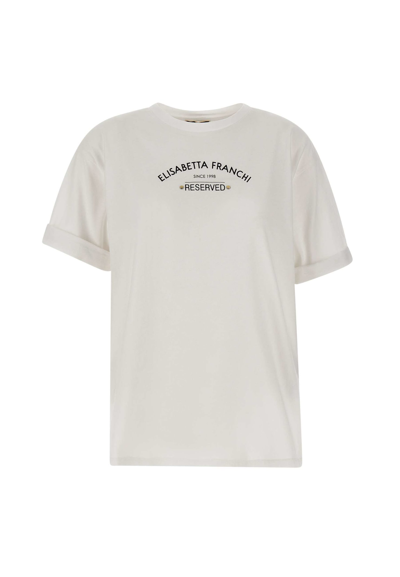 Shop Elisabetta Franchi Urban Cotton T-shirt In White