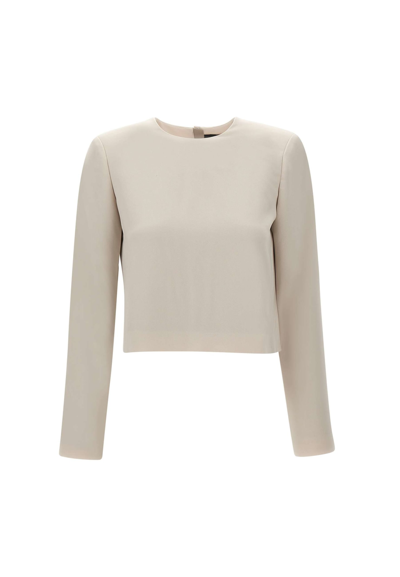 Shop Theory Crepe Sweater In Beige