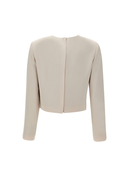 Shop Theory Crepe Sweater In Beige