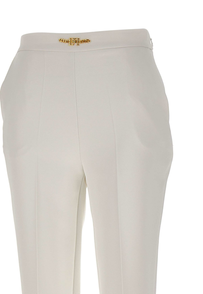 Shop Elisabetta Franchi Daily Double Stretch Crêpe Pants In White
