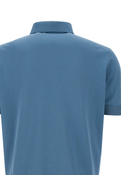 Shop Filippo De Laurentiis Cotton Crepe Polo Shirt In Blue