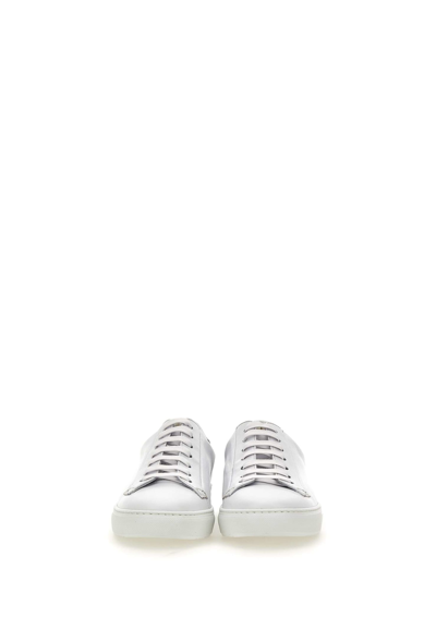 Shop Doucal's Chiffon Leather Sneakers In White
