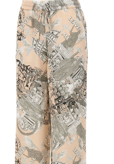 Shop Iceberg Viscose Trousers In Grey/pink