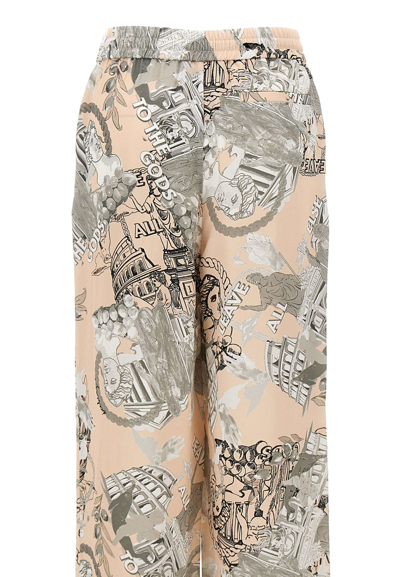 Shop Iceberg Viscose Trousers In Grey/pink