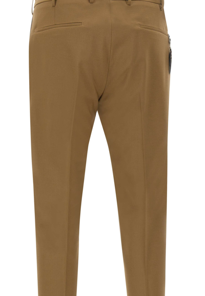 Shop Pt01 Dieci Fresh Wool Trousers In Brown
