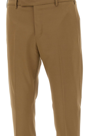 Shop Pt01 Dieci Fresh Wool Trousers In Brown