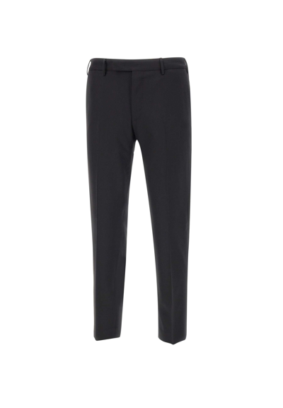 Shop Pt01 Dieci Fresh Wool Trousers In Black