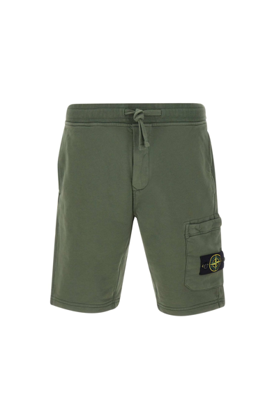 Shop Stone Island Cotton Shorts In Green