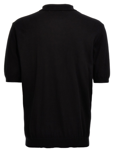 Shop Barrow Crochet Embroidery Polo Shirt In Black