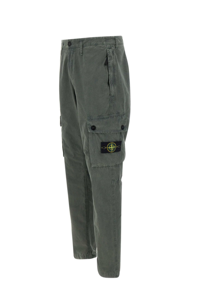 Shop Stone Island Cotton Trousers In Green