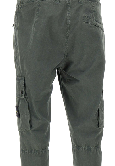 Shop Stone Island Cotton Trousers In Green