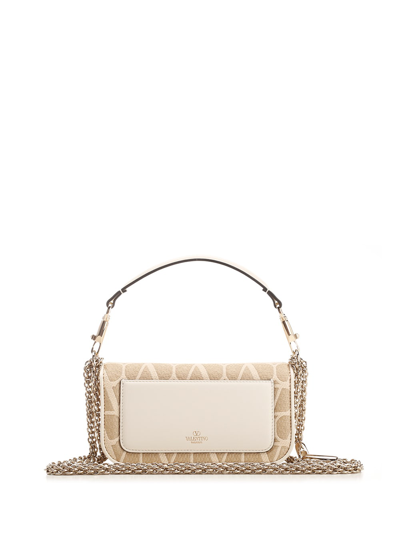 Shop Valentino Small Loc Andbag In Raffia In Beige